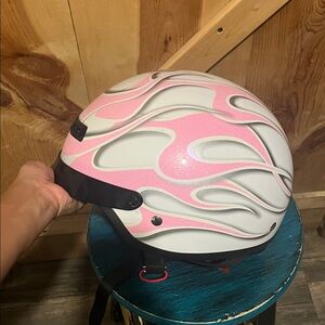 Z1R Stylish Pink and White Flame Helmet